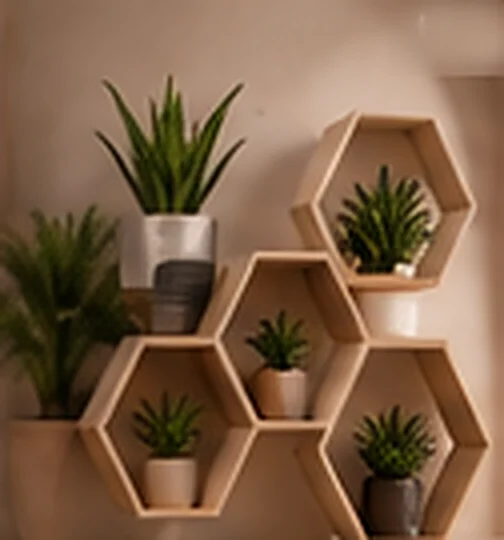 Étagères hexagonales avec plantes
