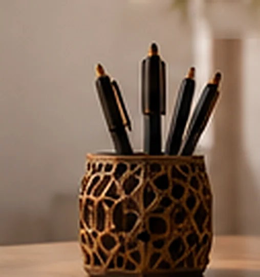 Porte-stylo ajouré bronze