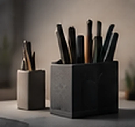 Deux pots à crayons noirs