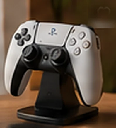 Manette posée sur un support noir