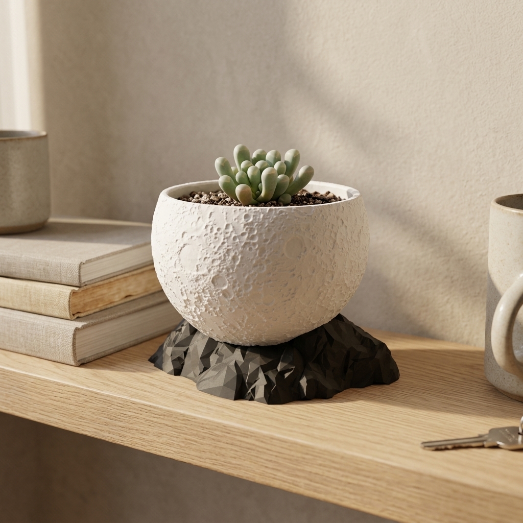 Moon Planter with Base — styled photo