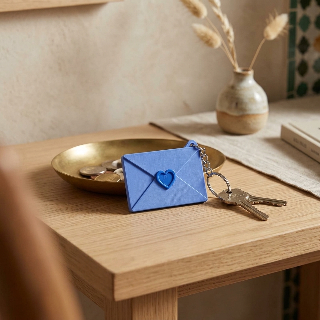 Porte-clés lettre d'amour — mise en scène