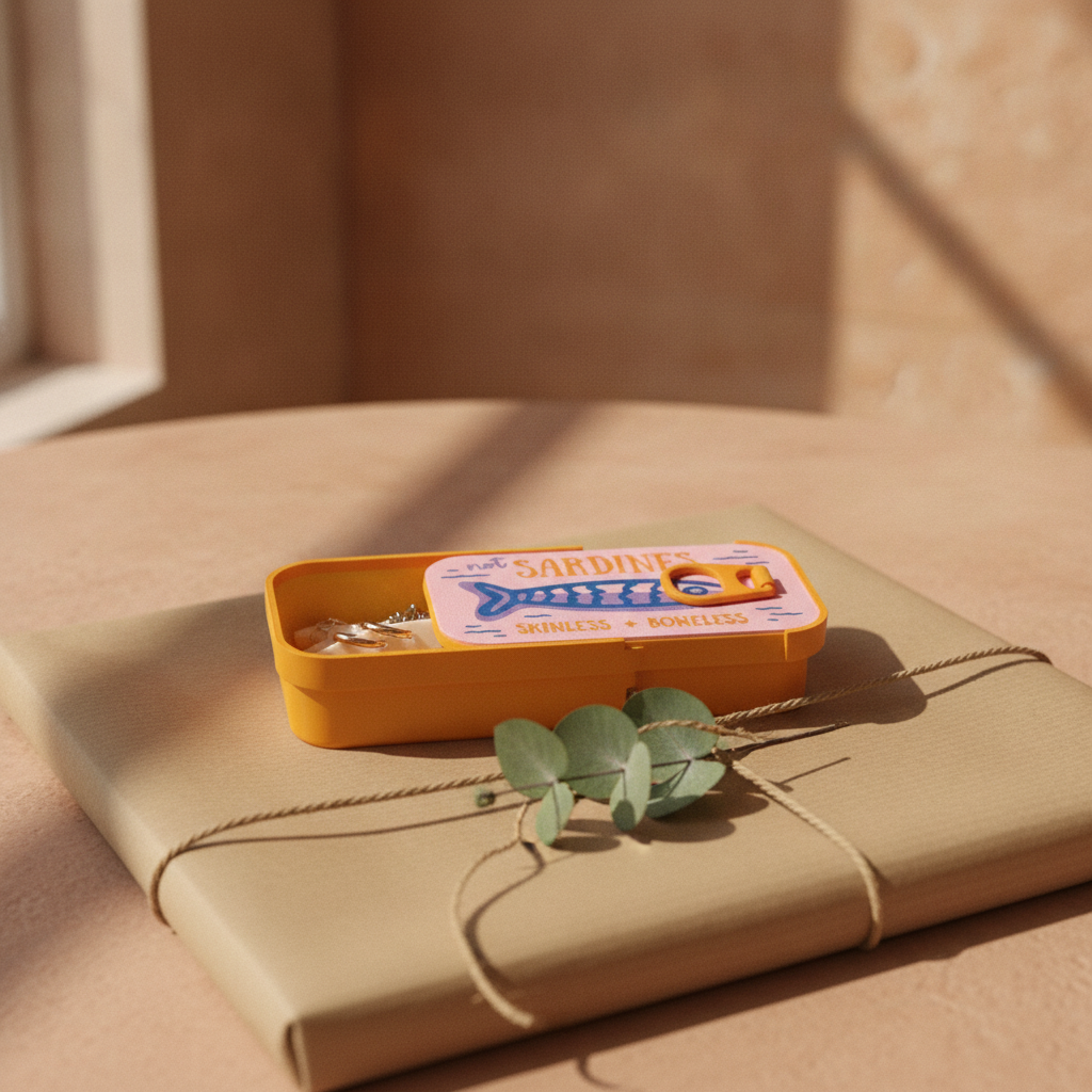 Boîte à bijoux sardines — mise en scène