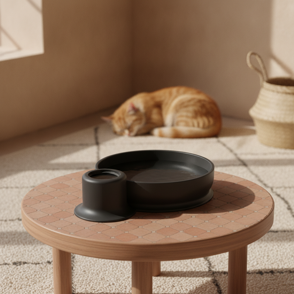 Self-filling water bowl — styled photo