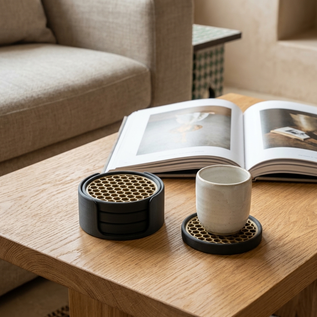 Honeycomb Coasters (set of 4) — styled photo