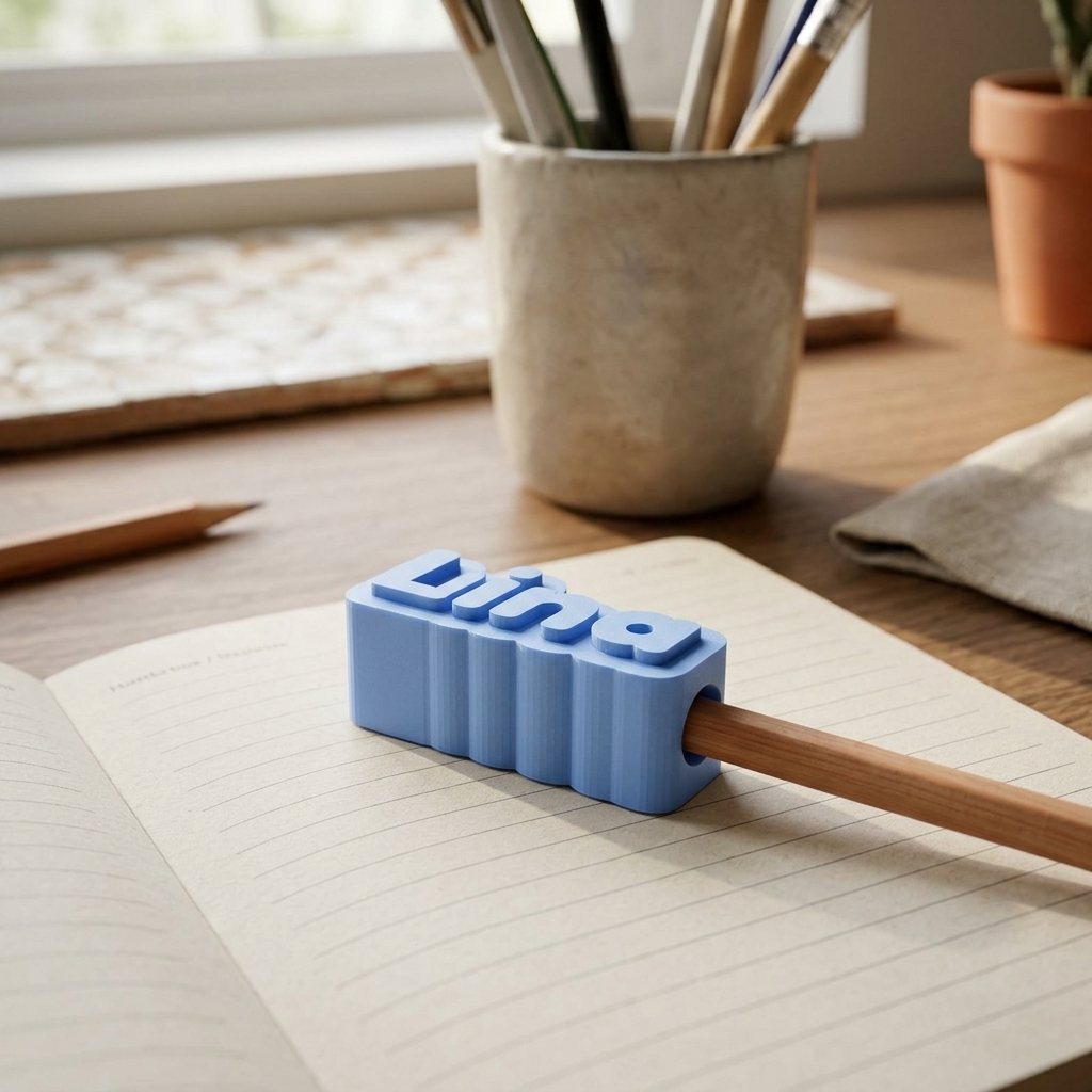 Embout prénom pour crayon & paille — mise en scène