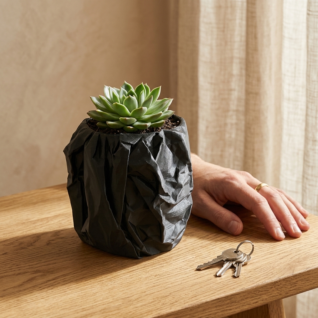 Crinkled Paper Planter — styled photo
