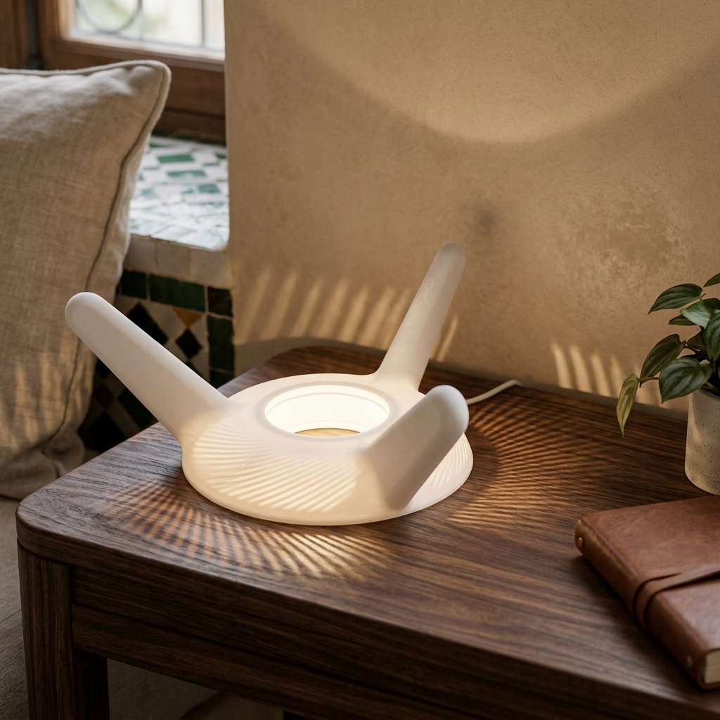 Lampe Spirale rayée — mise en scène
