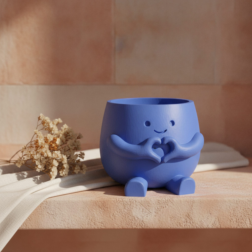 Pot « mains en cœur » — mise en scène
