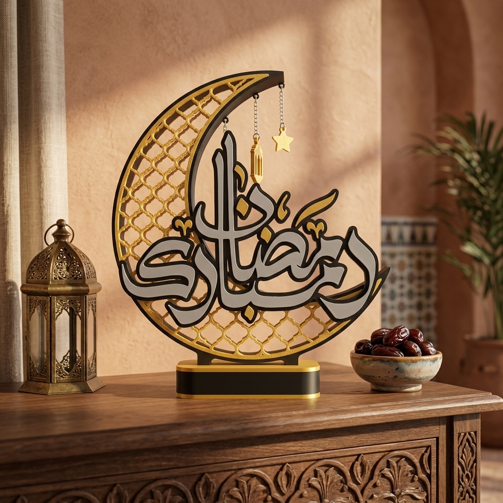 Sculpture Lunaire Ramadan Mubarak — mise en scène