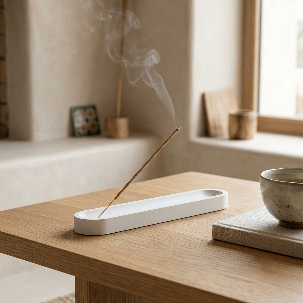 Sleek Oblong Incense Holder — styled photo