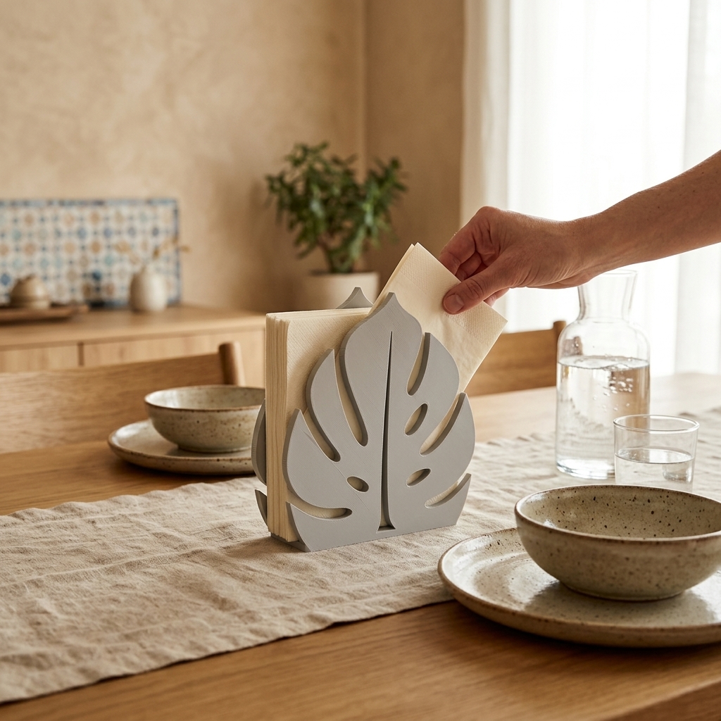 Porte-Serviettes Feuille Monstera — mise en scène