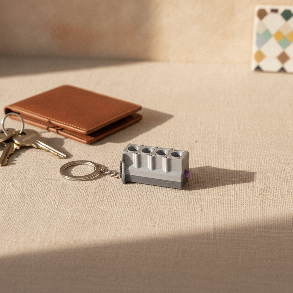 Inline engine keyring — styled photo