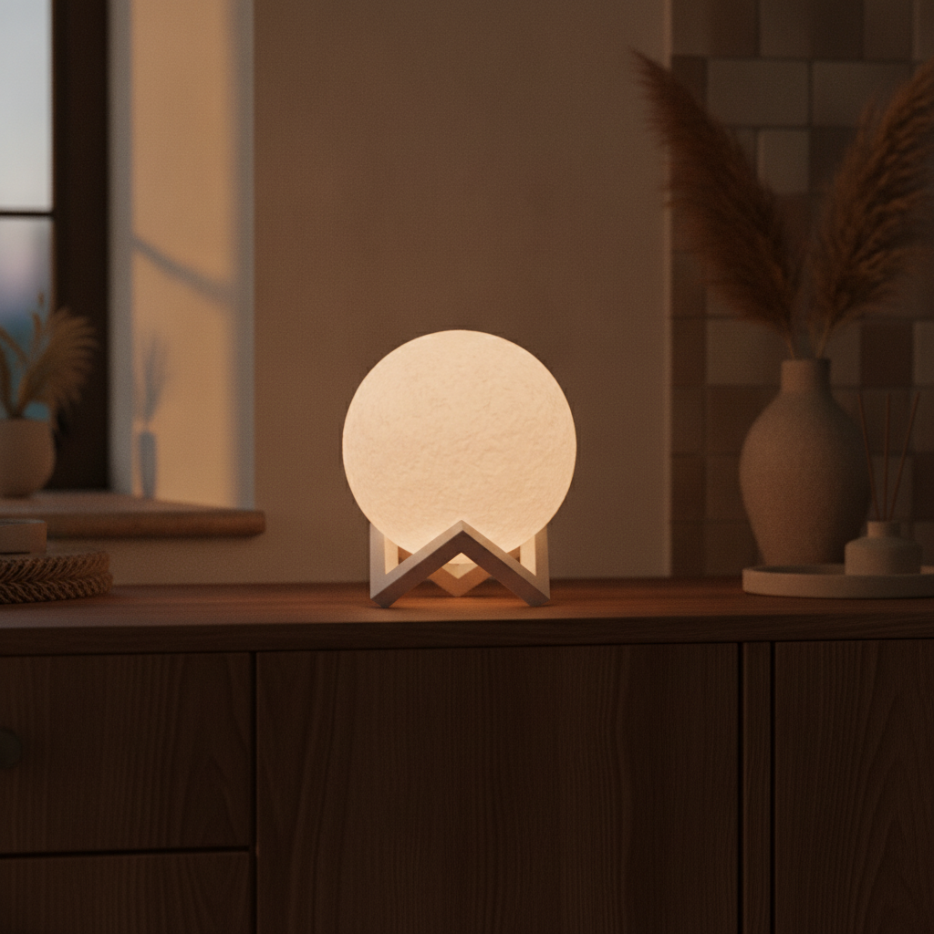 Moon on a wavy stand — styled photo