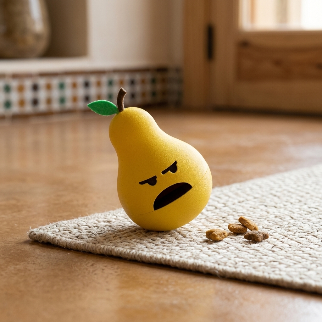 Rocking pear treat toy — styled photo