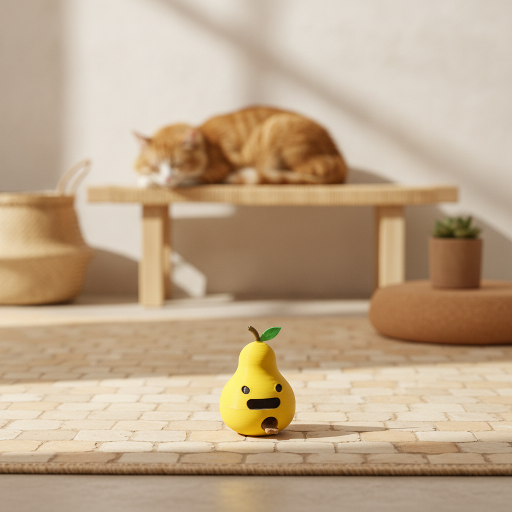 Rocking pear treat toy — styled photo