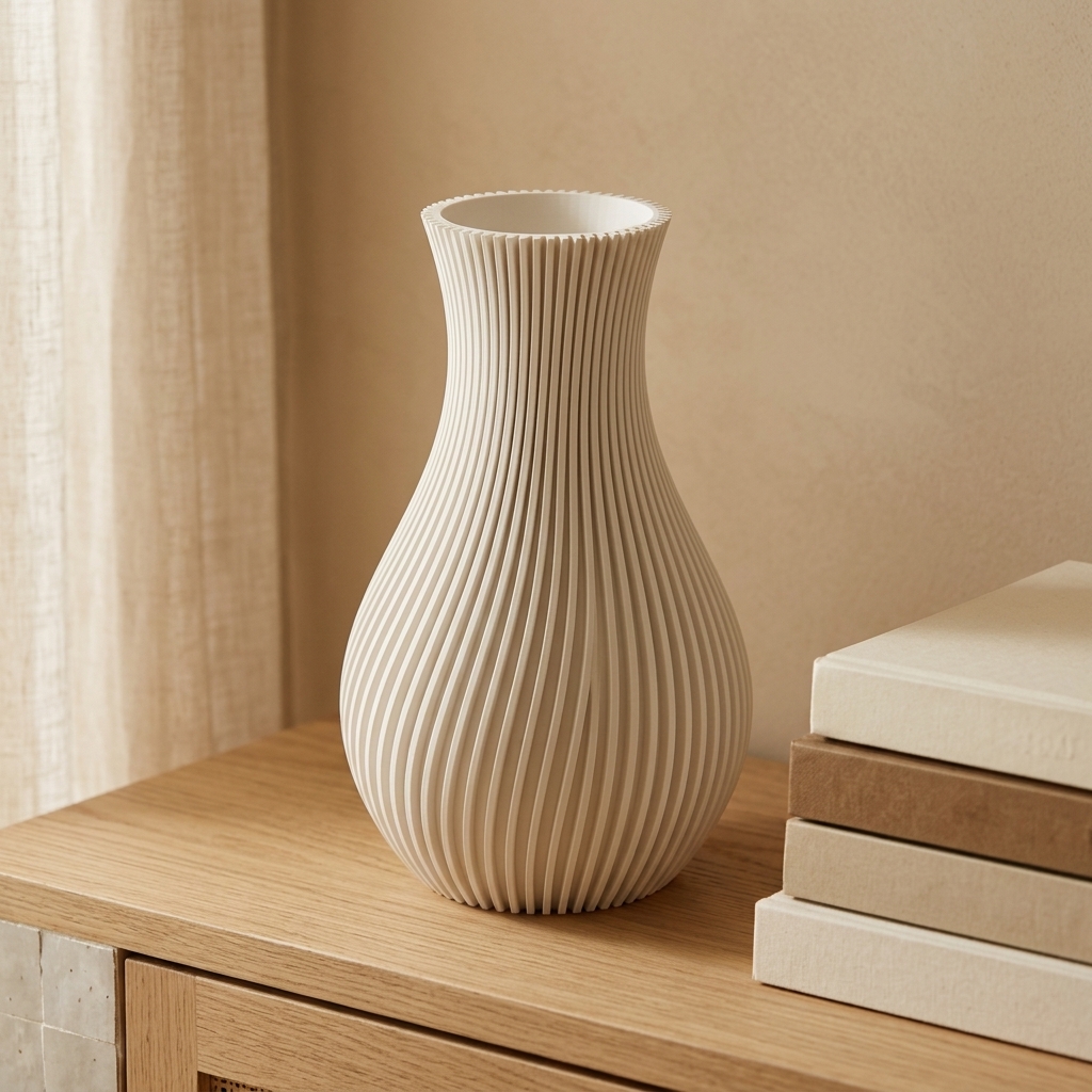 Vase côtelé Japandi — mise en scène