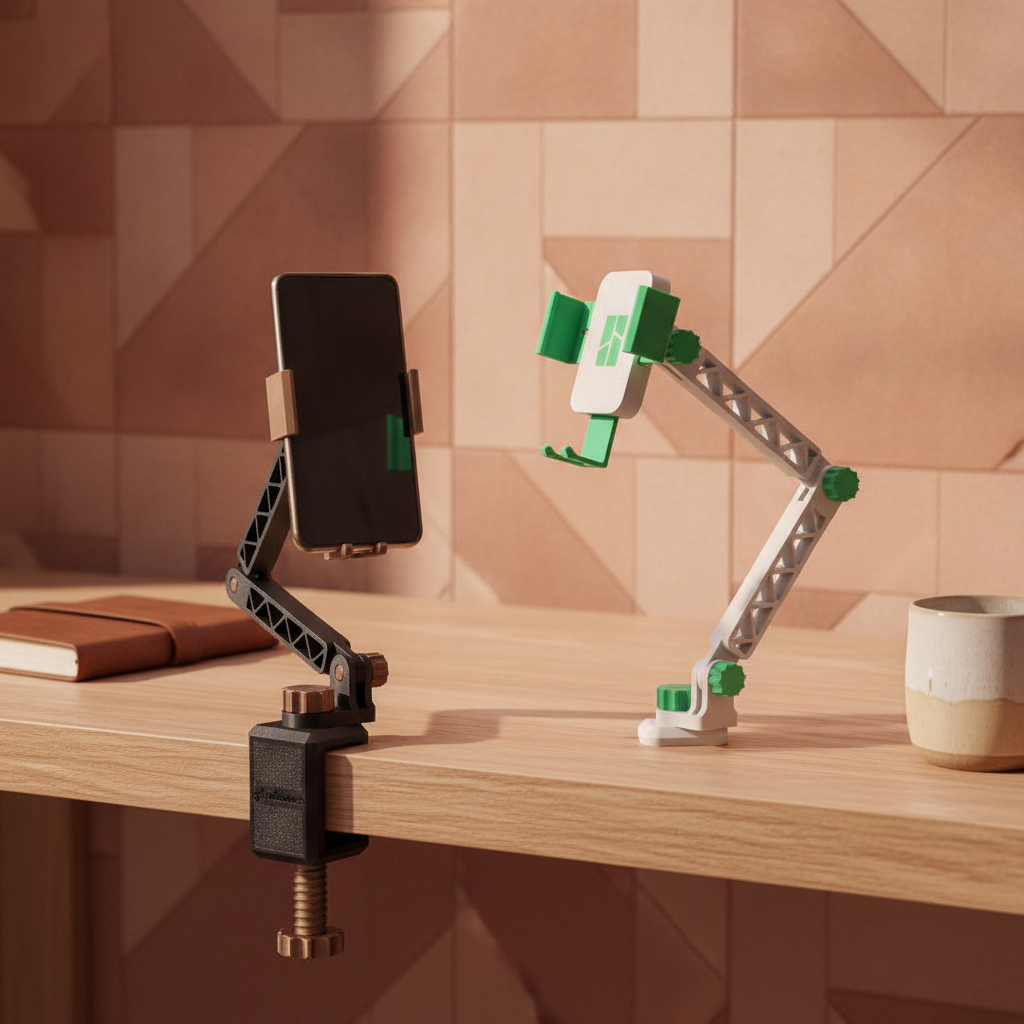Articulated phone arm — styled photo