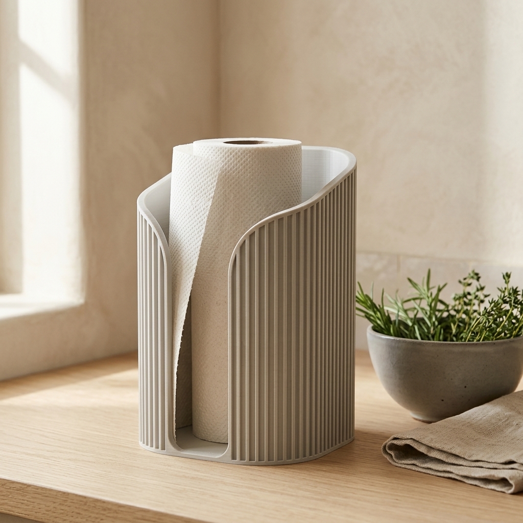 Japandi paper towel holder — styled photo