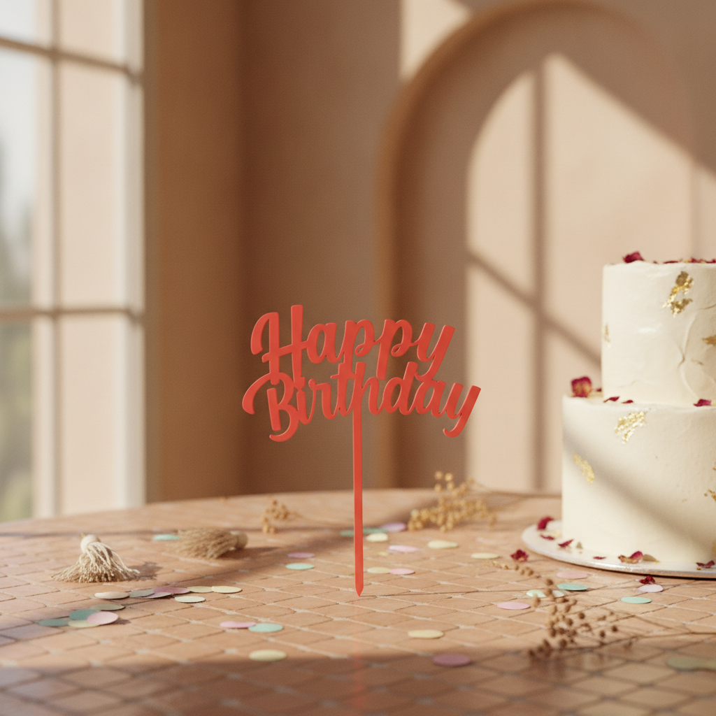 Happy Birthday cake topper — styled photo
