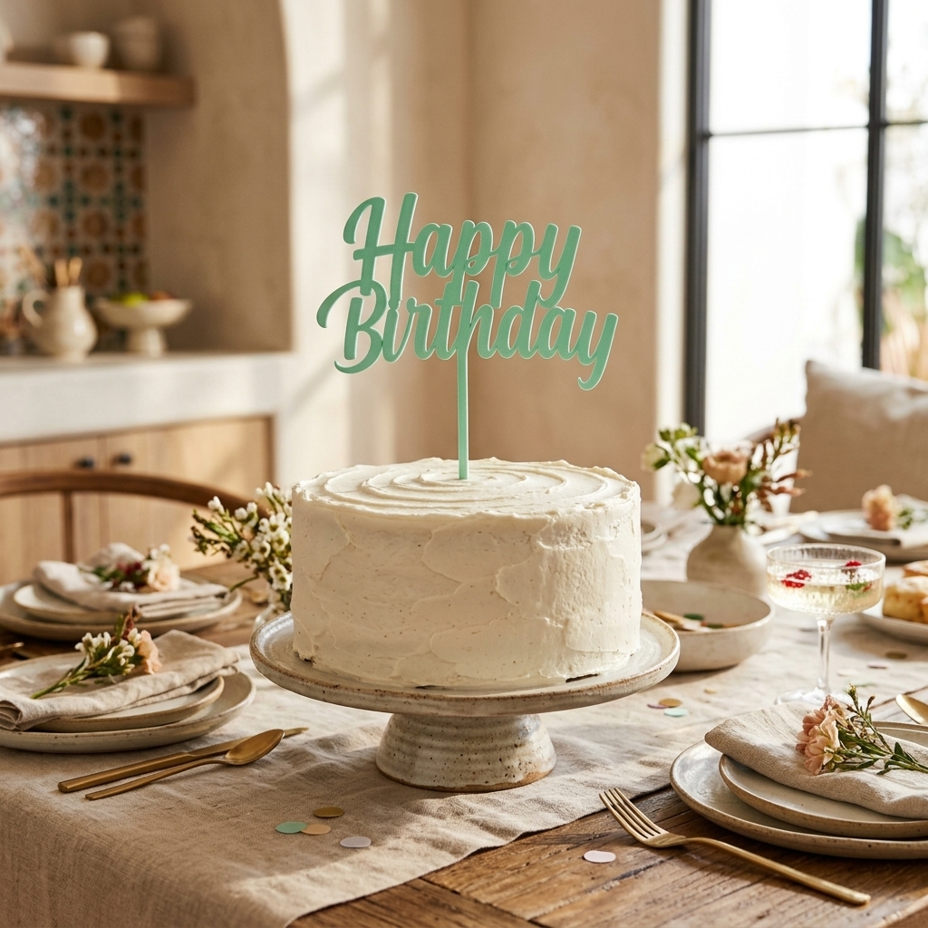 Cake topper Happy Birthday — mise en scène