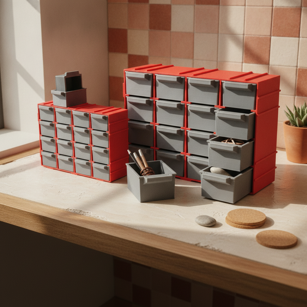 Organiseur de bureau empilable — mise en scène